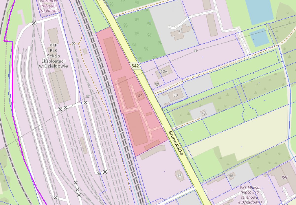 Nieruchomość inwestycyjna 1,2274 ha przy DW542 / dzielnica przemysłowa