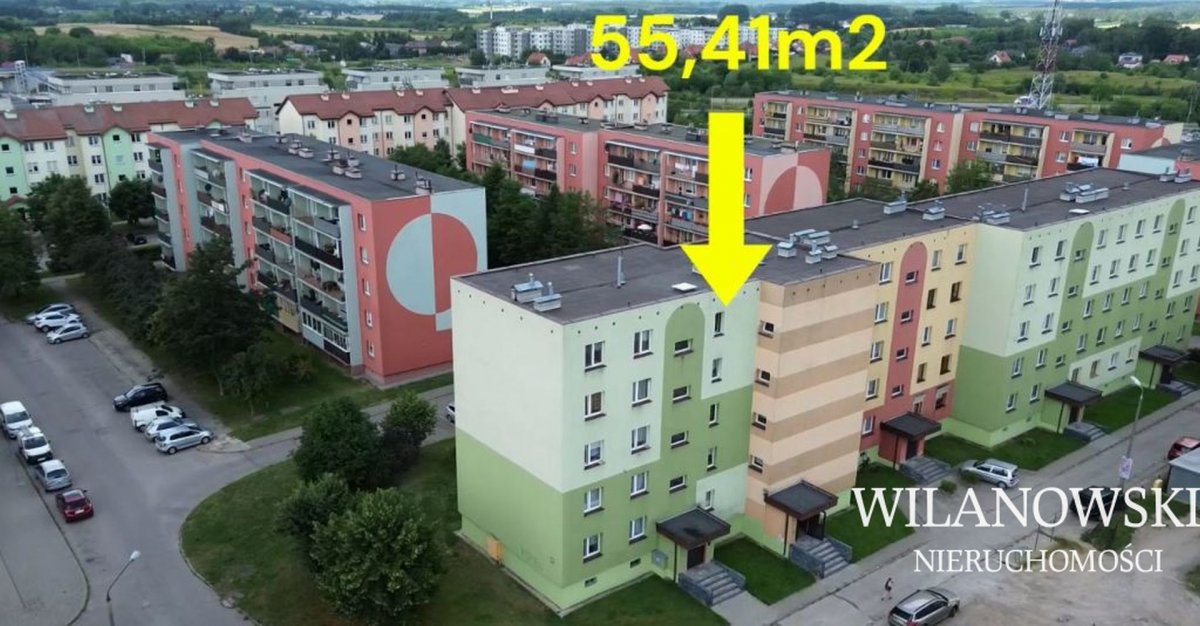 Mieszkanie 55,41m² | 2 pokoje | balkon | piwnica | Mława | OKM